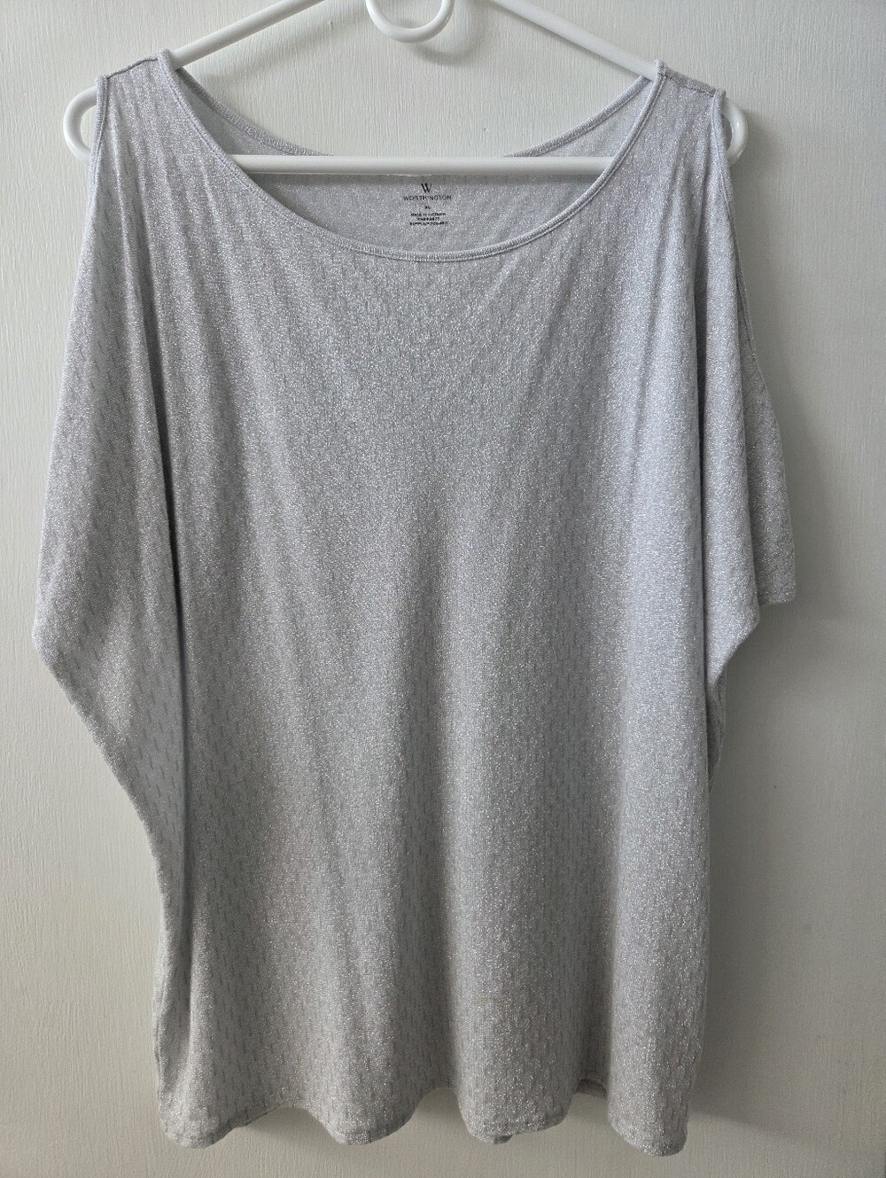 Open Shoulder Silvery Top